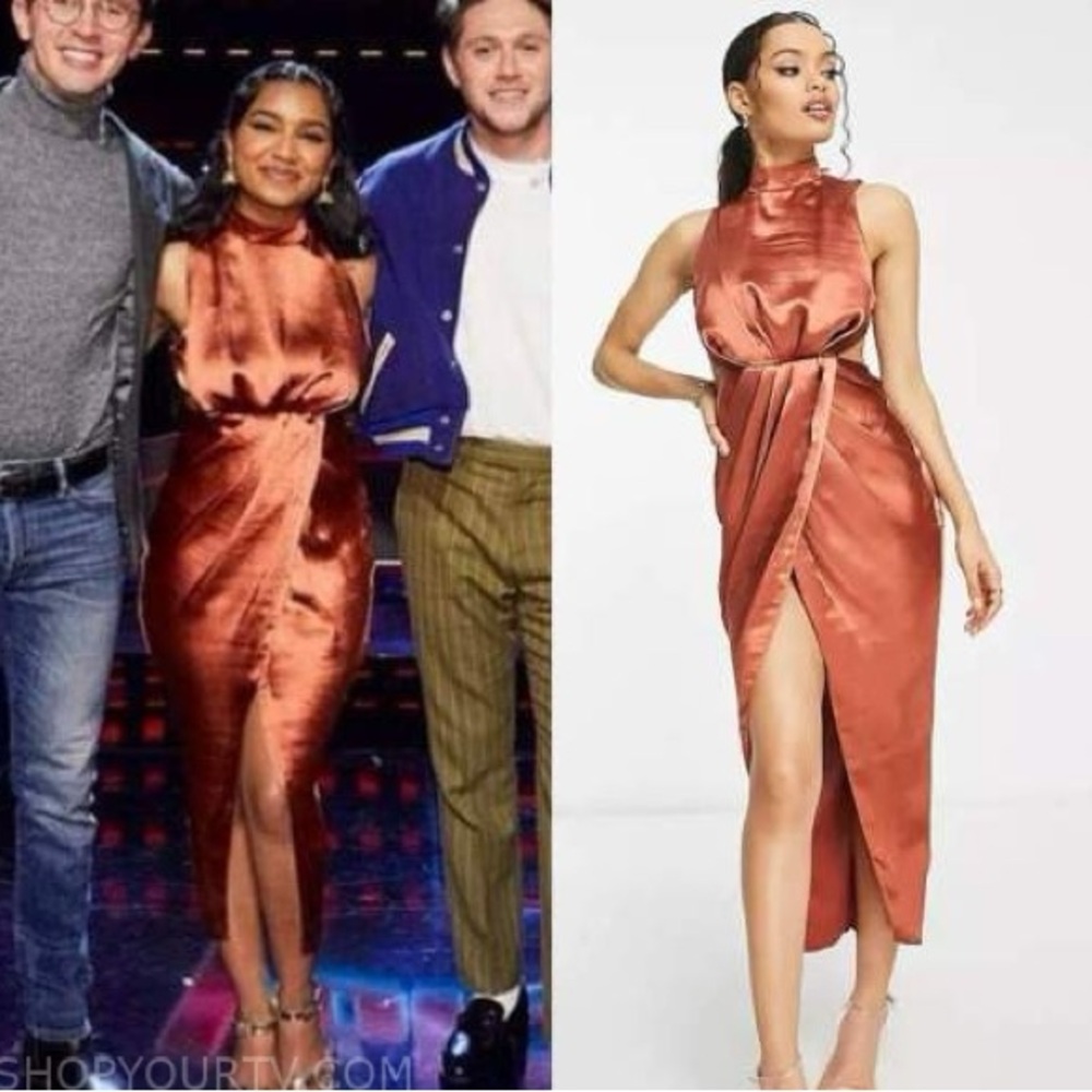 ASOS Petite Ruched Slit Midi Dress